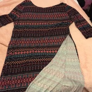 Plus size tunic style patterned dress satin fabric